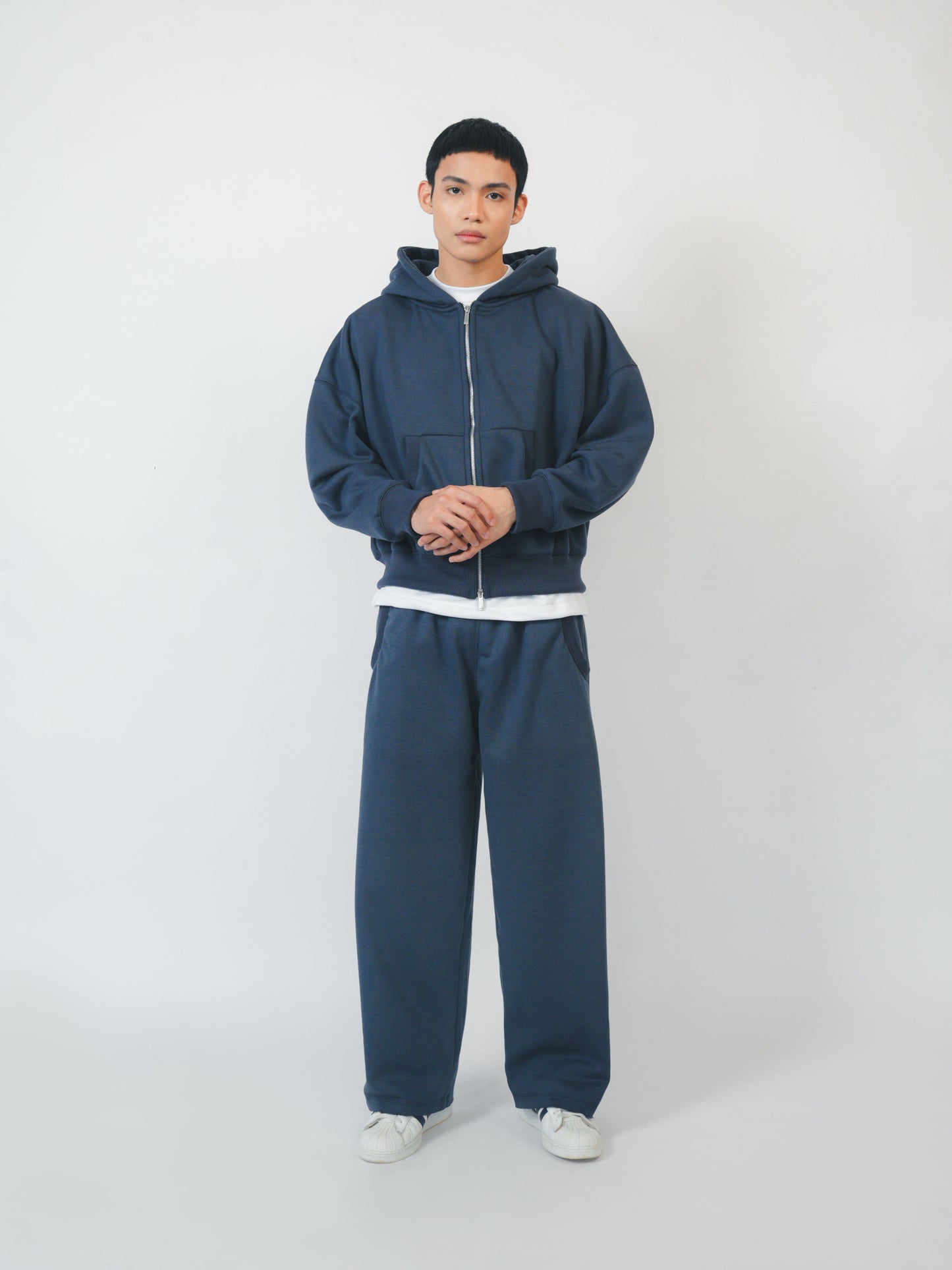 Two-Way Zip-Up Boxy Cropped Hoodie