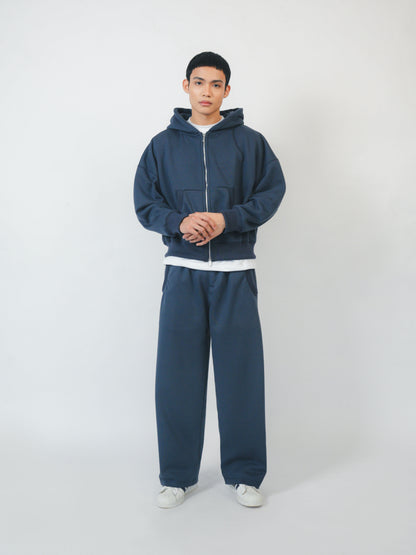 Two-Way Zip-Up Boxy Cropped Hoodie