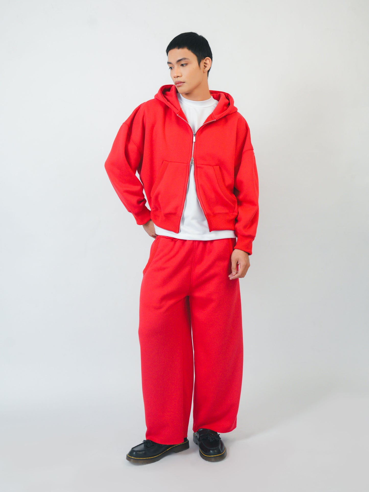 Two-Way Zip-Up Boxy Cropped Hoodie